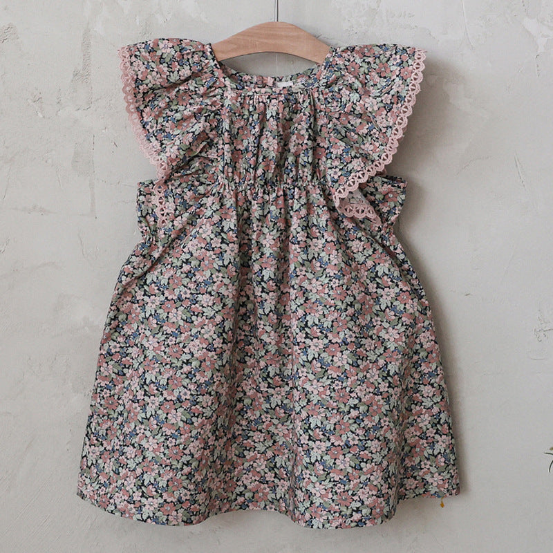 Summer Strawberry Shan Fashionable Sweet Floral Sleeve Children's Dress