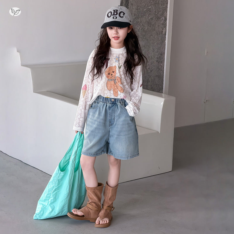 Jeans For Summer Middle Big Light Blue Children's Pants
