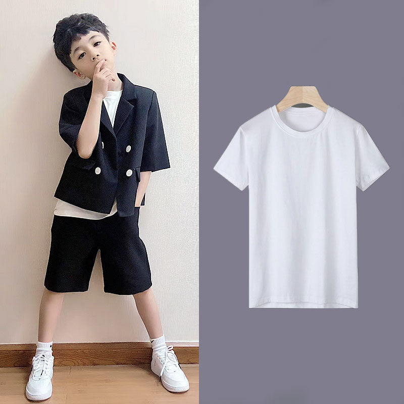Children's Summer Short Sleeve Trendy Handsome British Dress Flower Catwalk Children's Suit