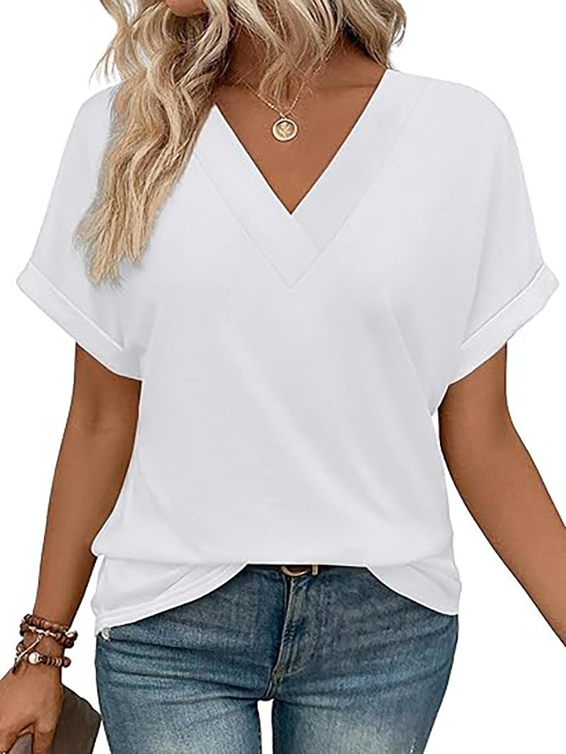 Women's Casual Round Neck Striped Short-sleeved Overseas Tops