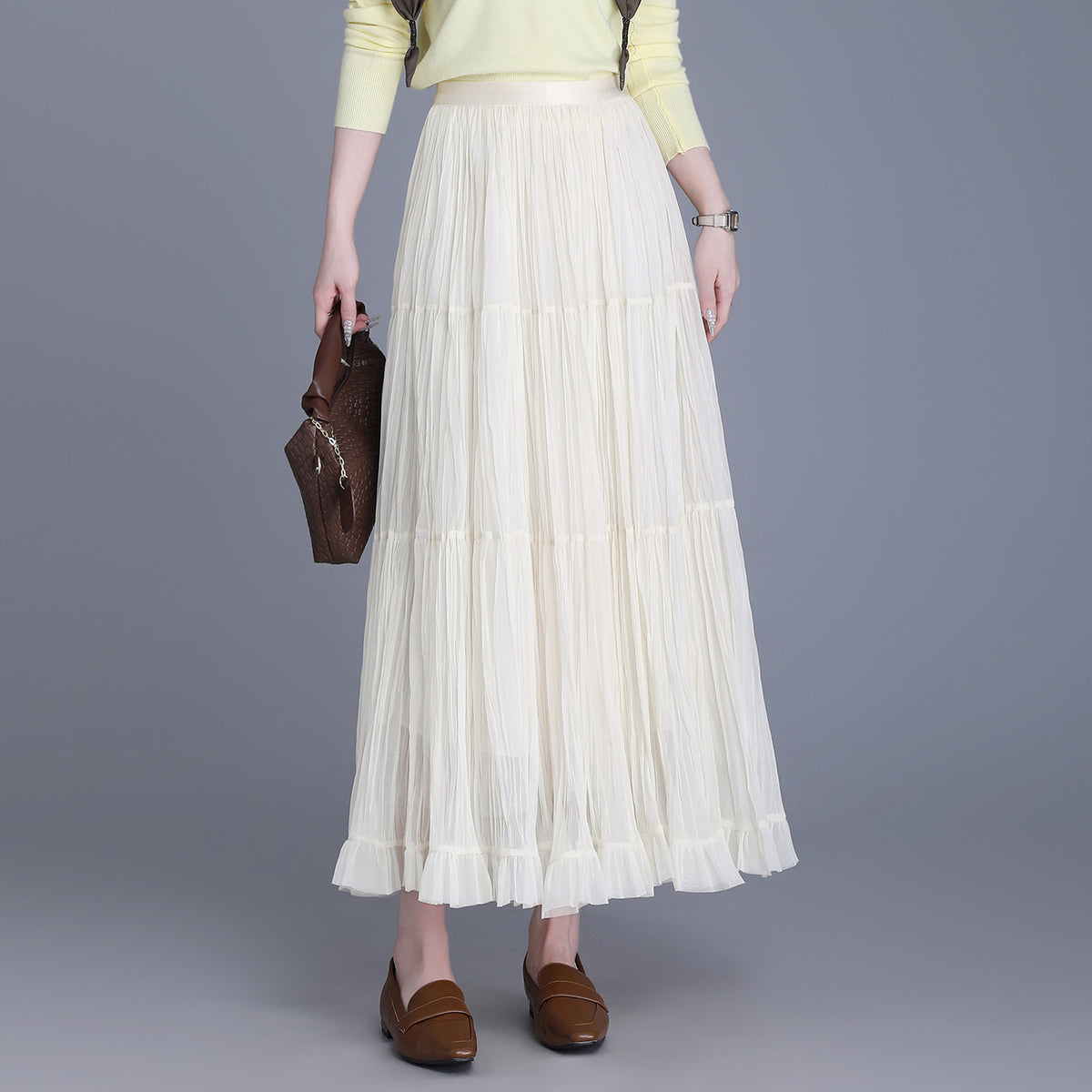 Women's High Waist A- Line Slimming Cover Long Dress Skirt