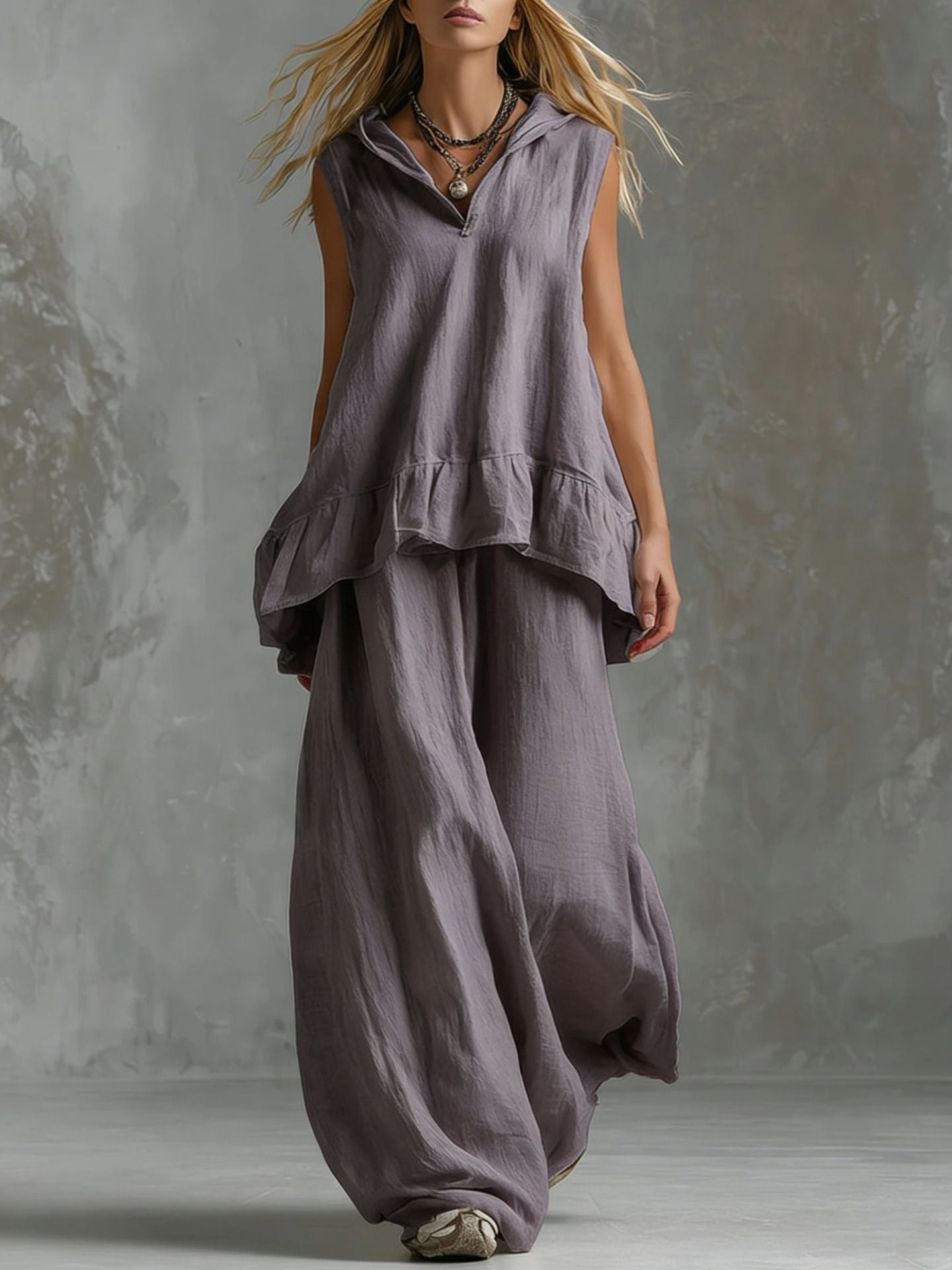 Women's Summer Solid Color Irregular Loose Fashion Casual Suit