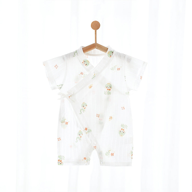 Thin Gown Cotton Jumpsuit Romper Four Sleeping Air Conditioning Pure Jumpsuit, Climbing Suit