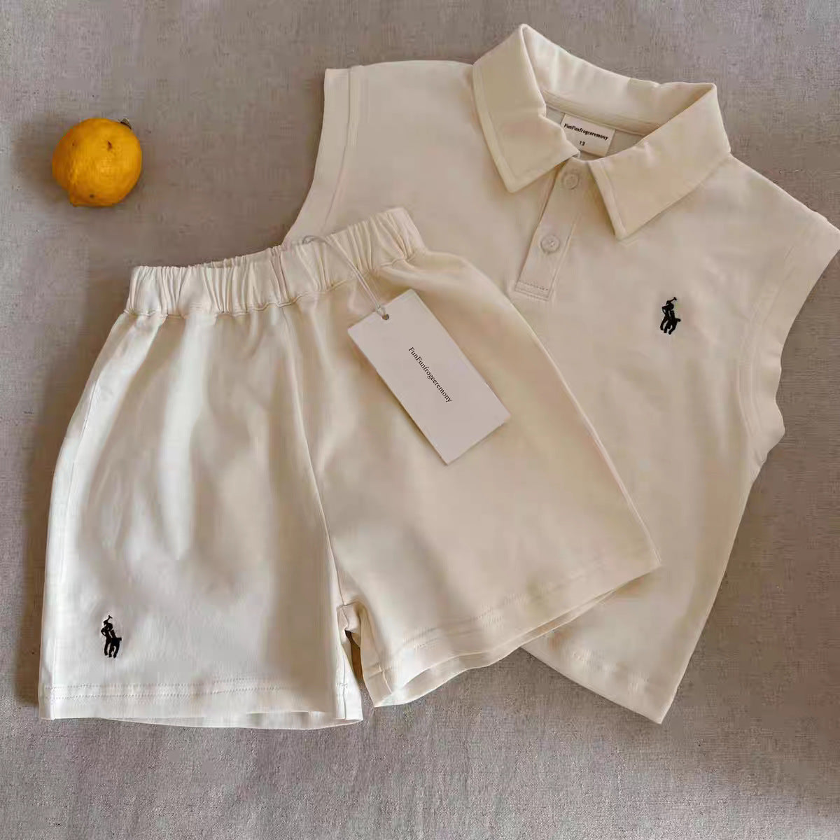 Children's Vest Thin Summer Boys Solid Color T-shirt Breathable Shorts Two-piece Children's Suit