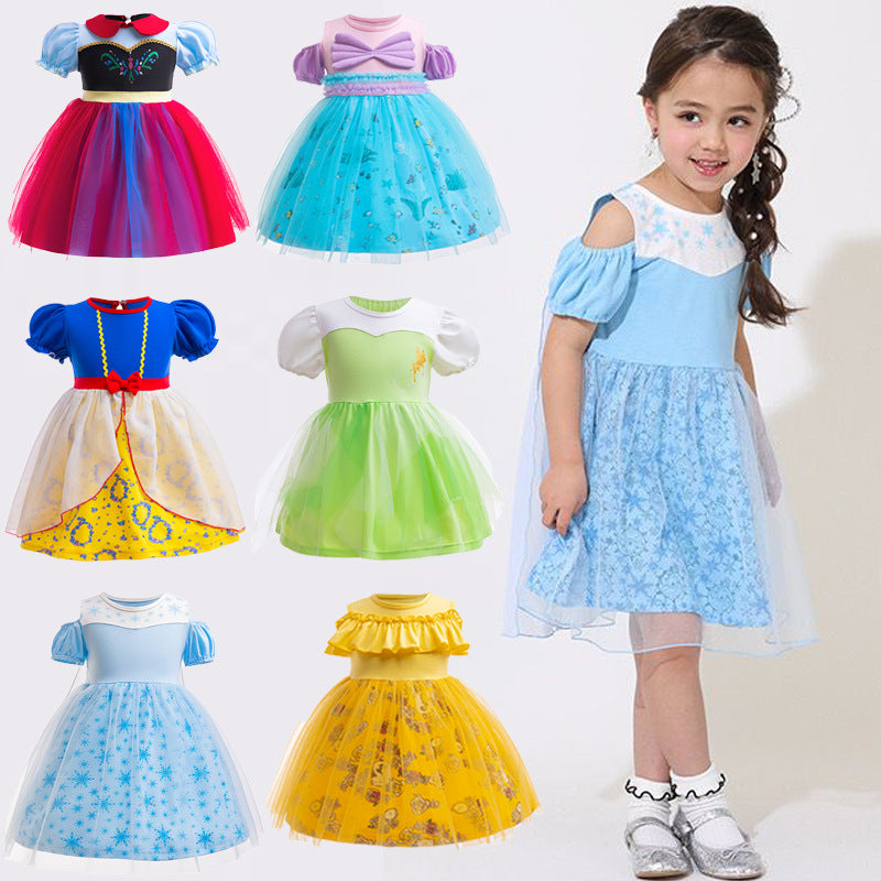 Children's Single Ice Princess Cotton Thin Short-sleeved Children's Dress