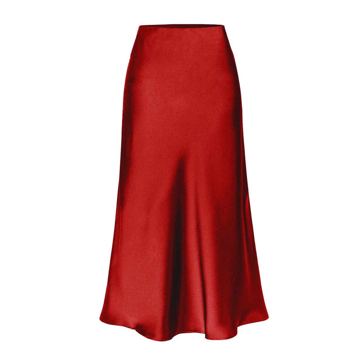 Women's Quality Acetate Satin Elastic Waist Pure Color Skirt