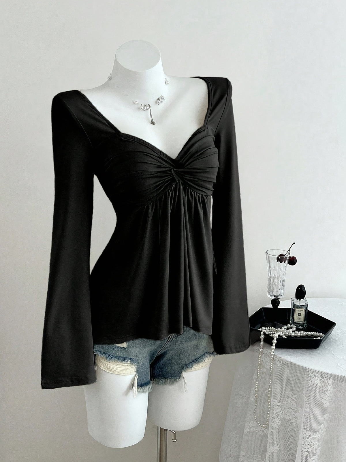 Women's Collar Long Sleeve Elegant Casual Solid Color Women's T-shirt