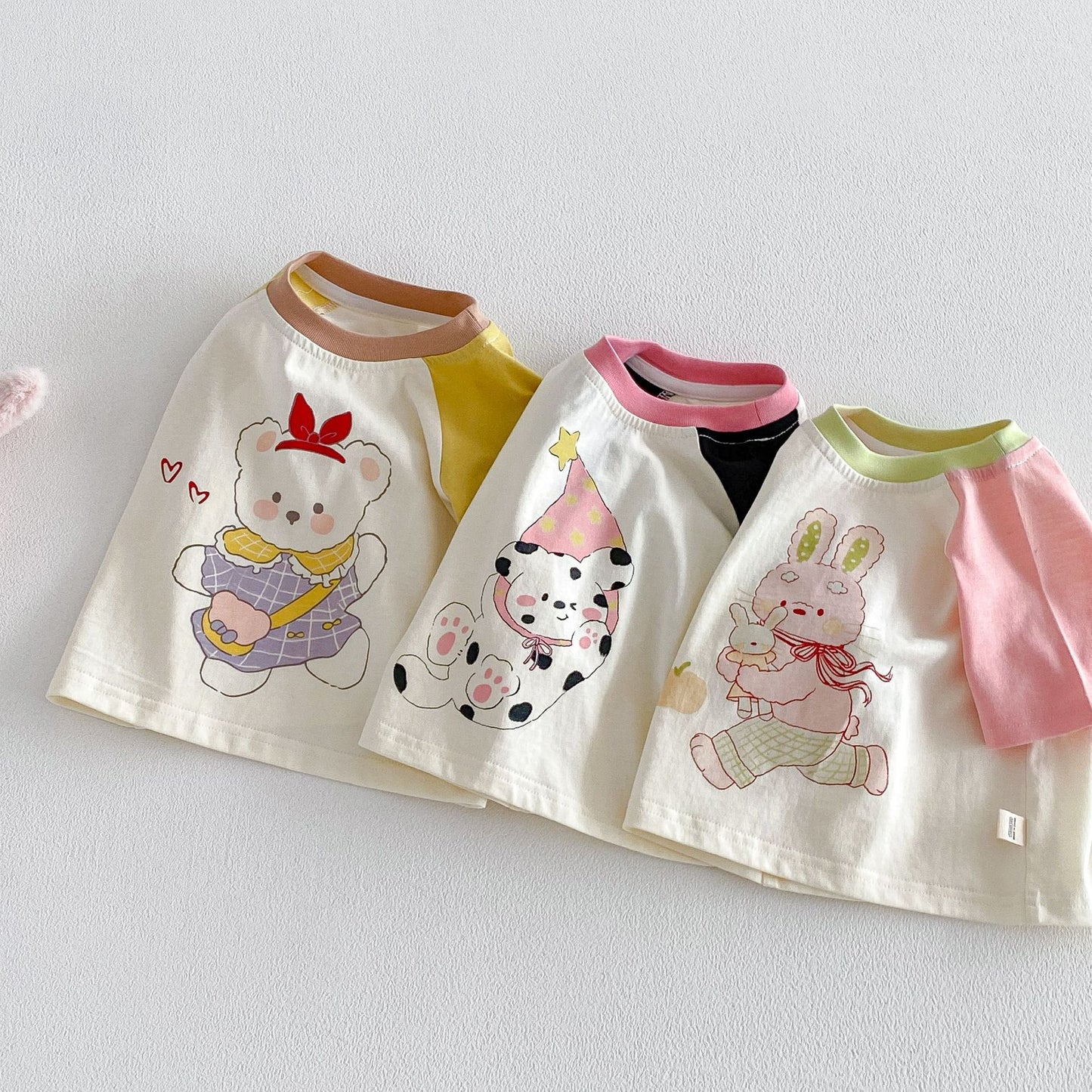 No Cartoon Summer Western Style Bunny Multicolor Printing Children's T-shirt