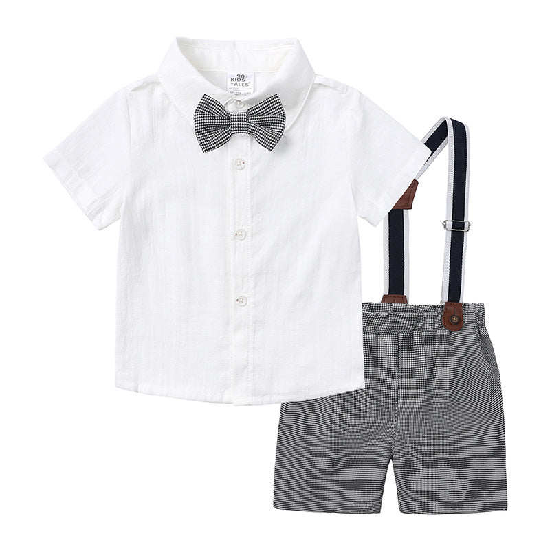 Children's Summer Clothing Boy Short Sleeve Shirt Overalls Dress Outerwear Children's Suit