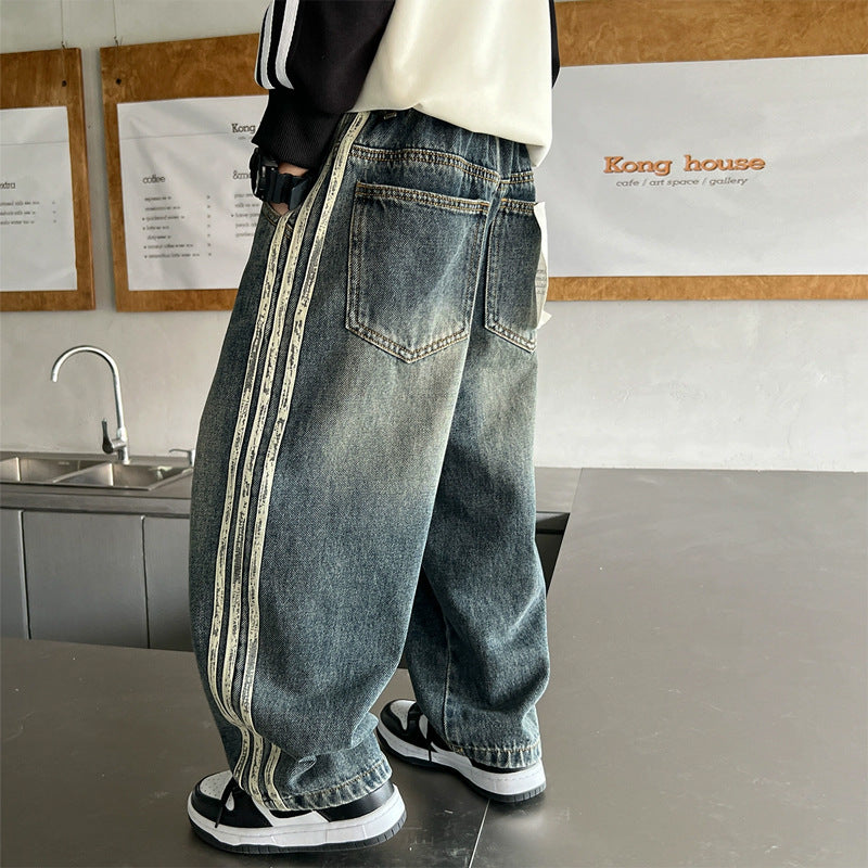 Children's Jeans Casual Straight Middle Big Autumn Clothing Children's Pants