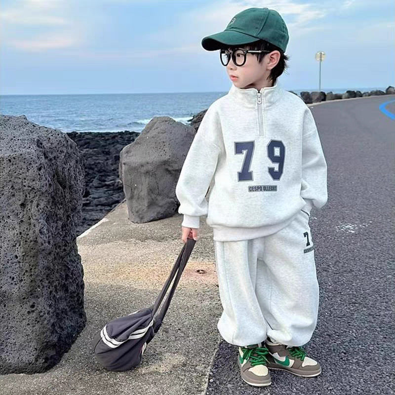 Loose Sweater Casual Sports Pants Boy Versatile Children's Suit
