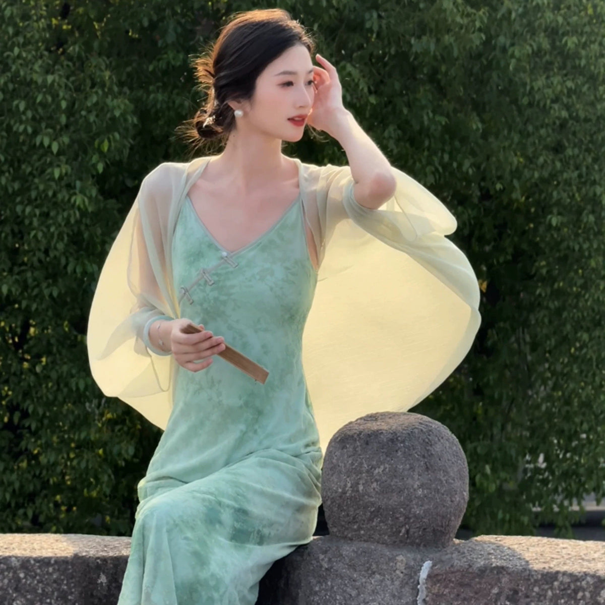 Summer Chinese Style Flab Hiding Shawl Loose Super Coats