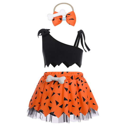 Children's Top Mesh Skirt Hair Band Three-piece Children's Suit