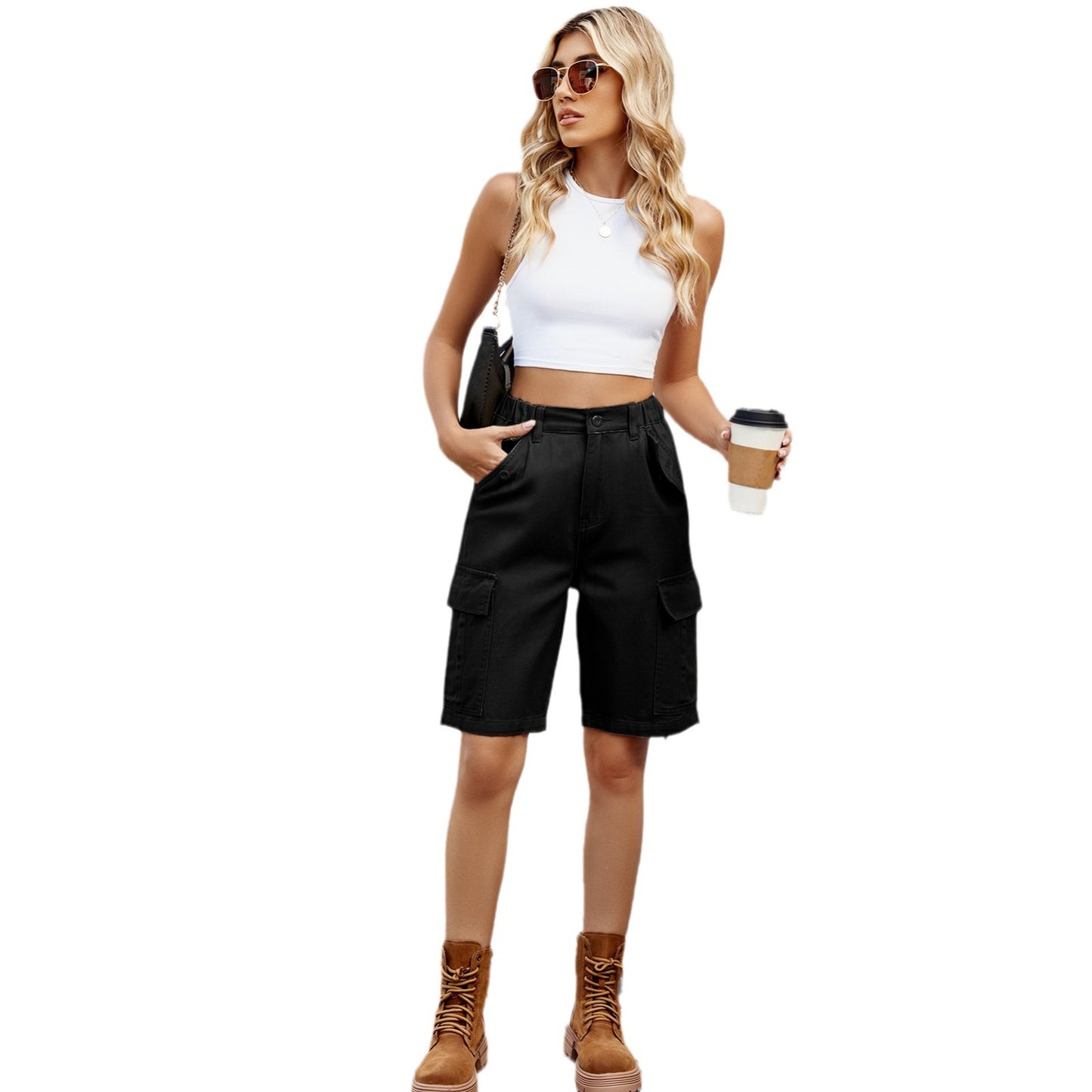 Women's Personalized Washed Overalls Casual Fashion Shorts