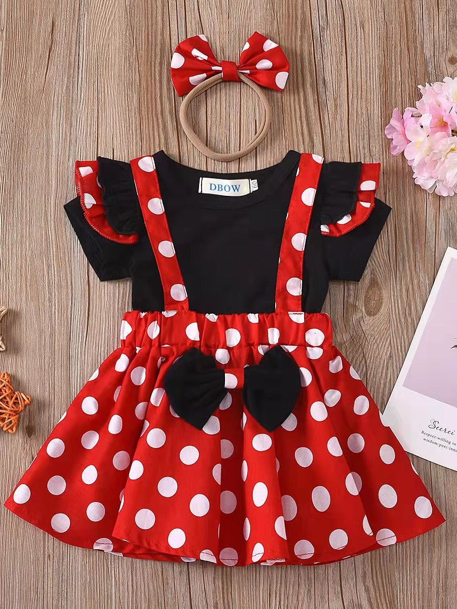Children's Princess Western Style Cute Dot Mesh Skirt Short Children's Dress
