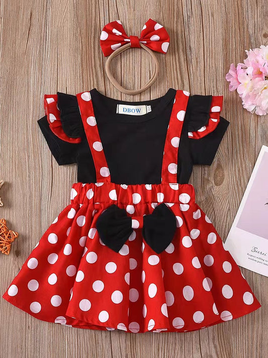 Children's Princess Western Style Cute Dot Mesh Skirt Short Children's Dress