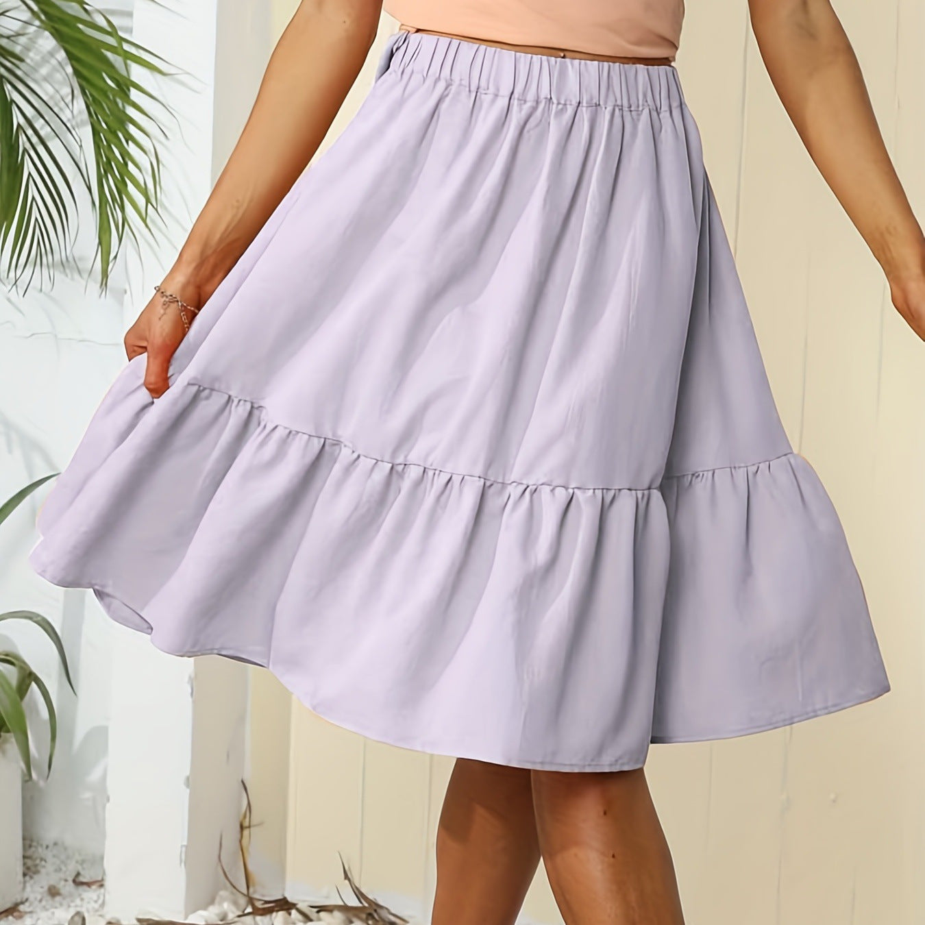 Casual Fashion Summer Soft Pleated Ruffled Skirt