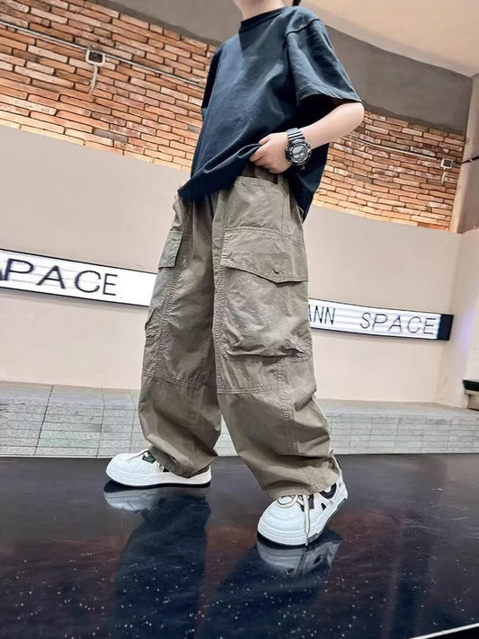 Children's Thin Overalls Loose Trousers Medium Large Handsome Children's Pants