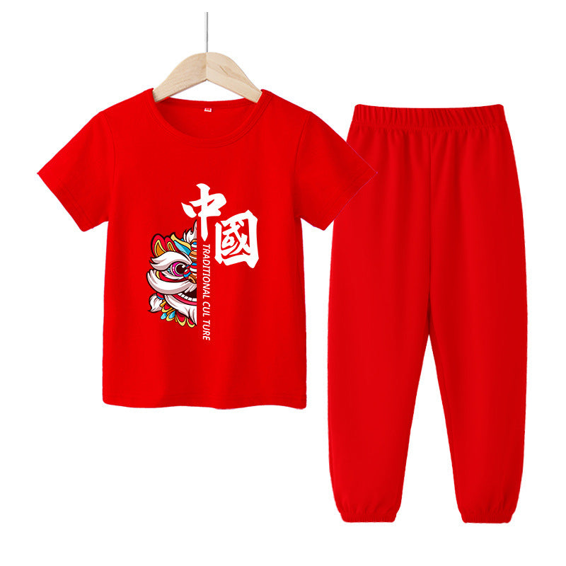 Children's Year's Day Festive Costume Horse Life Clothes Boys Red Short Children's Suit