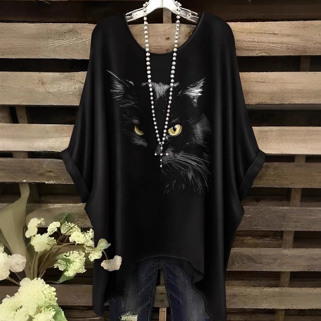 Glamorous Women's Mid-length Printed Comfortable Casual Large Size T-shirt