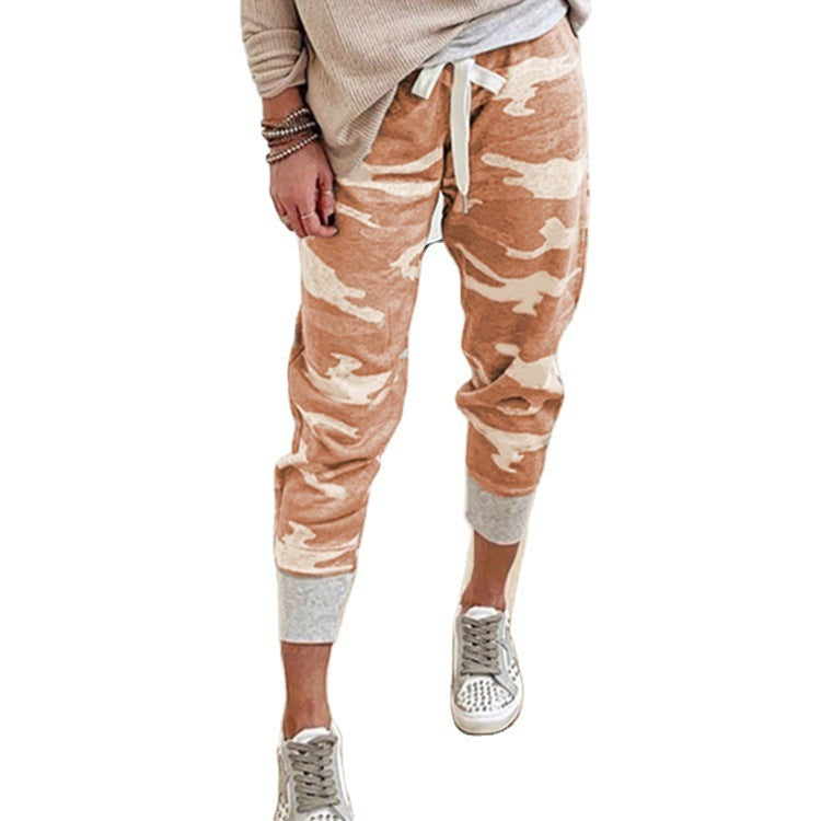 Fashion Women's Camouflage Printed Drawstring Jogging Pants