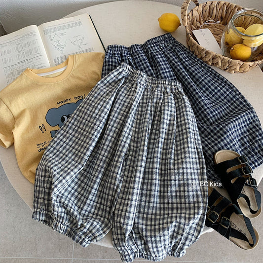 Children's Plaid Casual Springtide Boys Loose Western Style Children's Pants