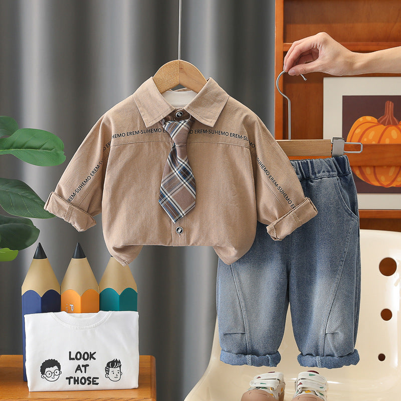 Children's Boys Spring Tie Shirt Long Sleeve Children's Suit