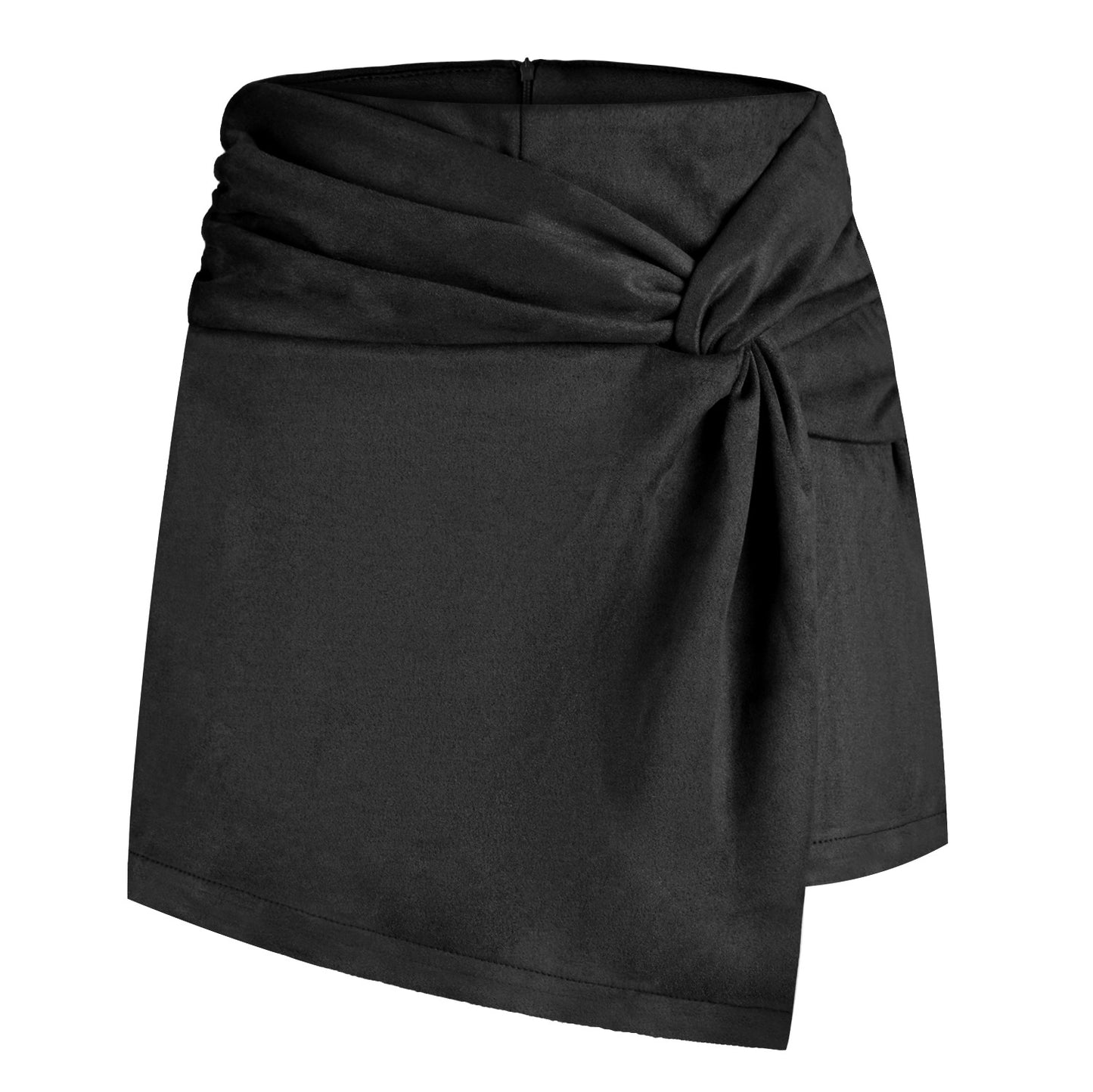 Women's Suede Kinked Heap Pleated Irregular Skirt