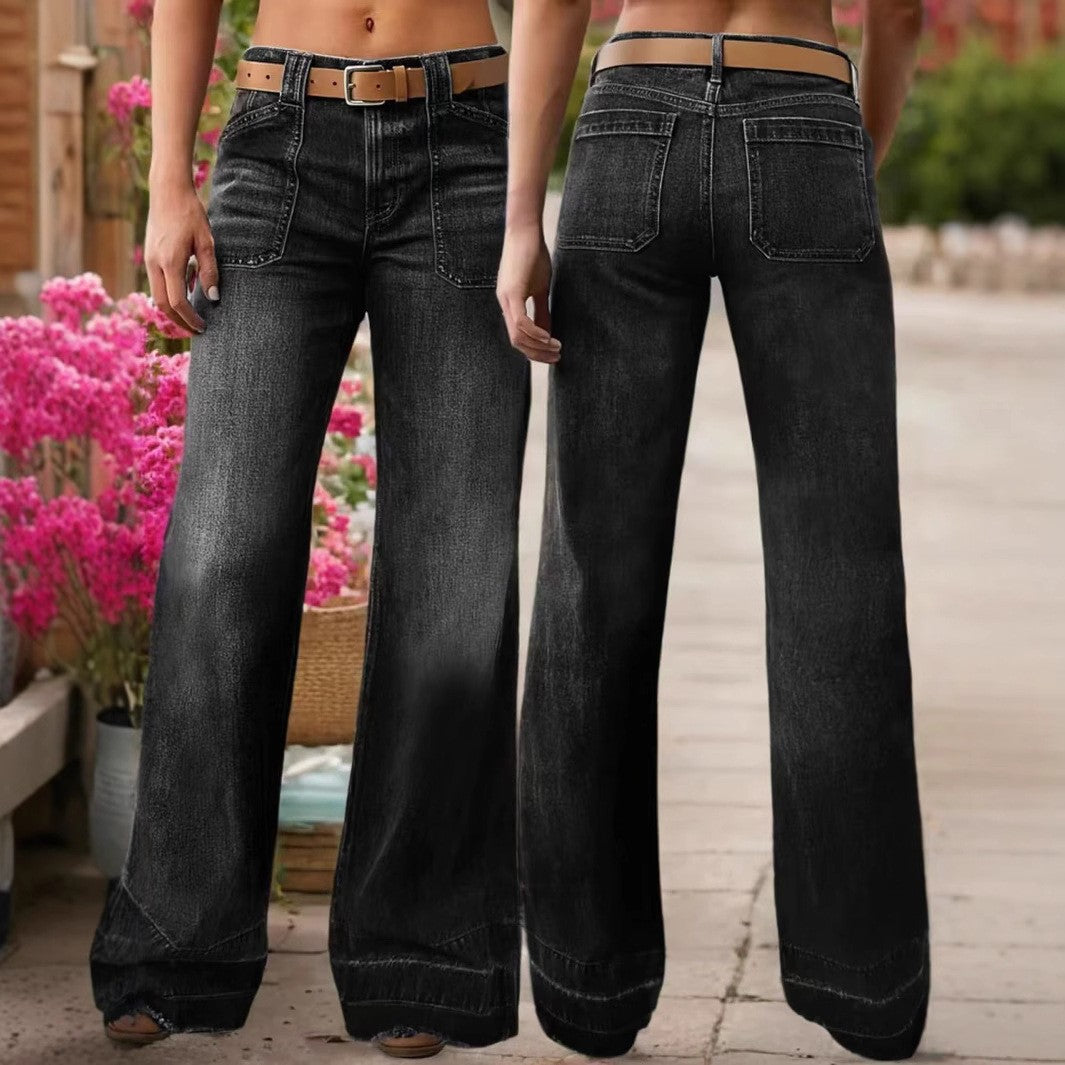 Graceful Women's Slimming Wide Leg Temperament Women's Jeans