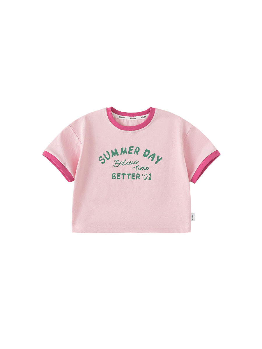Children's Clothing Short-sleeved Summer Casual Loose Contrast Children's T-shirt