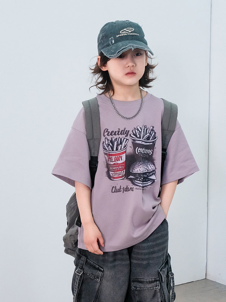 Children's Fashion Half Sleeve Older Cotton Tops Western Children's T-shirt