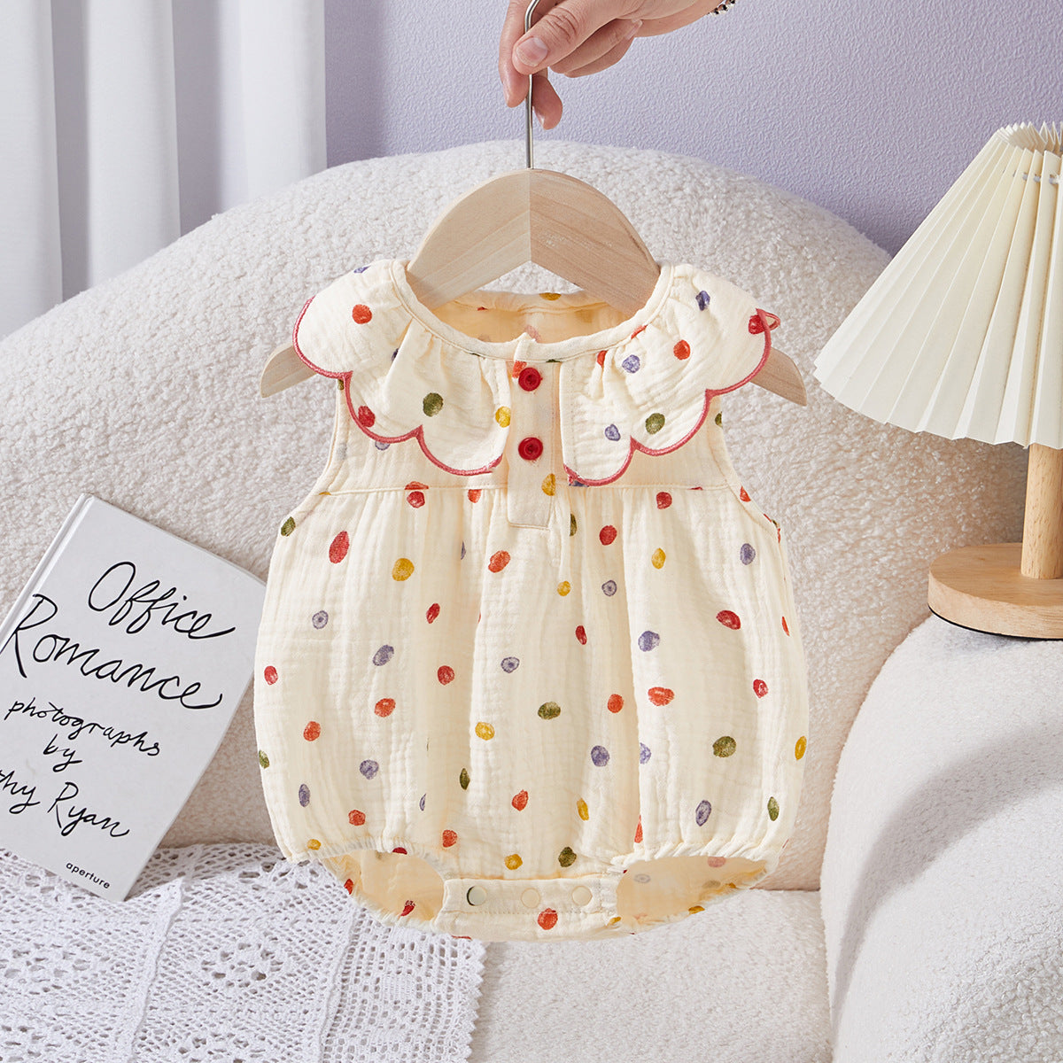 Children's Rompers Summer Clothing Sleeveless Triangle Polka Dot Born Jumpsuit, Climbing Suit