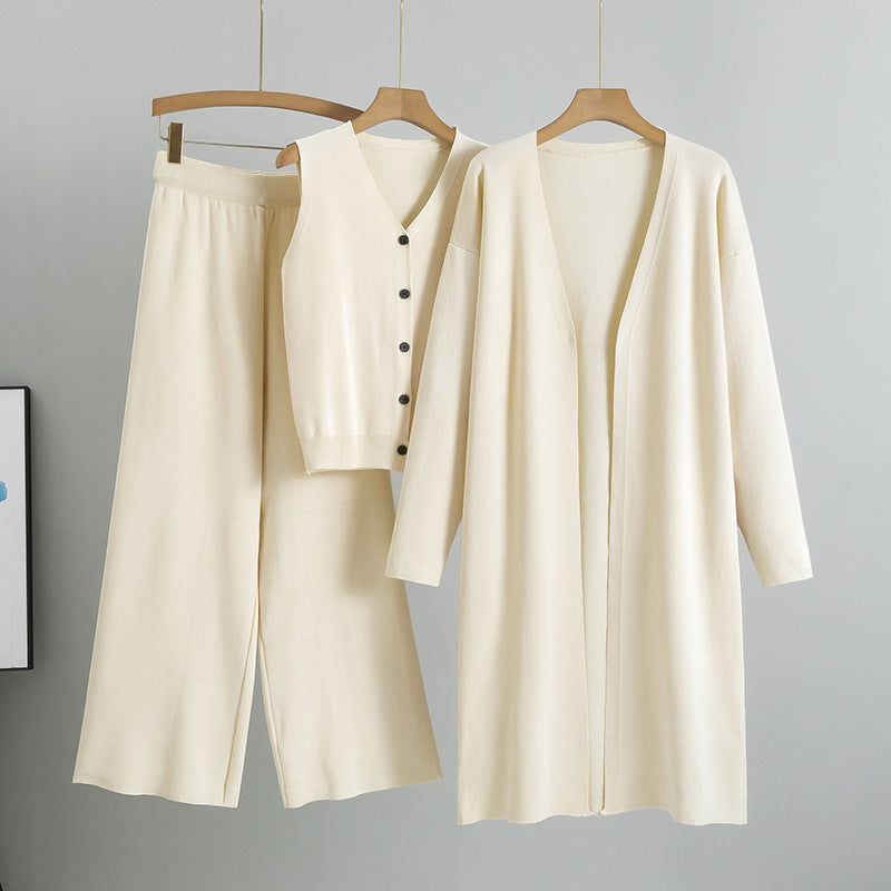 Graceful Elegant Knitting Sleeveless Three-piece Set Sweaters