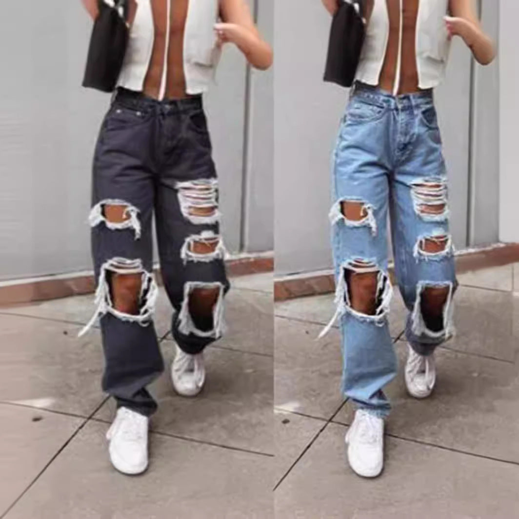 Women's Ripped Casual Fashion Slimming Thin For Women's Jeans