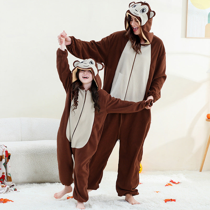 Cartoon Animal Shape Jumpsuit Polar Fleece Hooded Jumpsuit, Climbing Suit