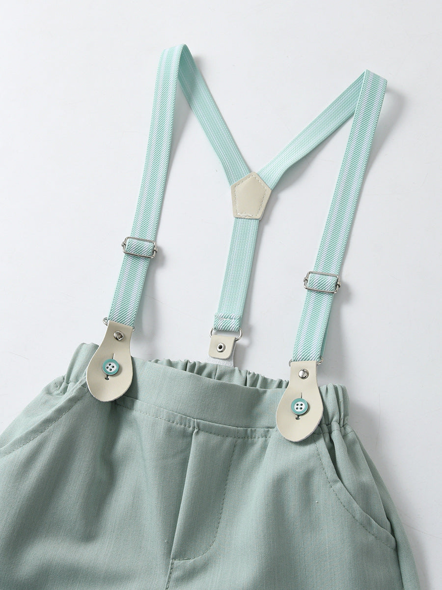 Children's Clothing Summer Short-sleeved Suspender Pants Three-piece Children's Suit