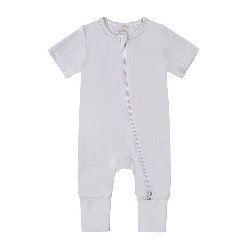 Jumpsuit Summer Bamboo Fiber Style Short Sleeve Male Female Jumpsuit, Climbing Suit