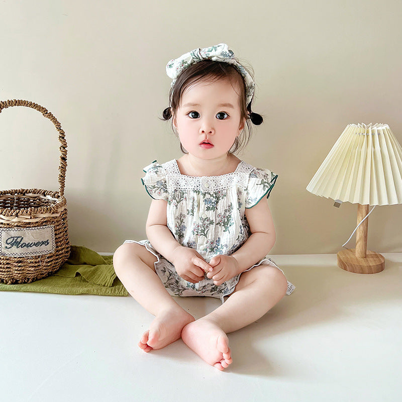 Jumpsuit Summer Clothes Small Floral Suspender Born Thin Jumpsuit, Climbing Suit