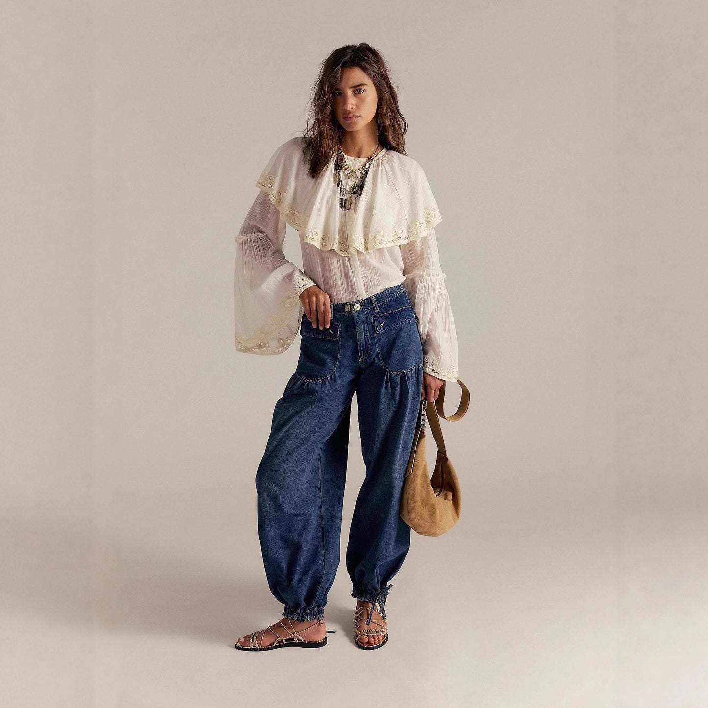Glamorous Women's Ankle Banded Loose Retro Women's Jeans