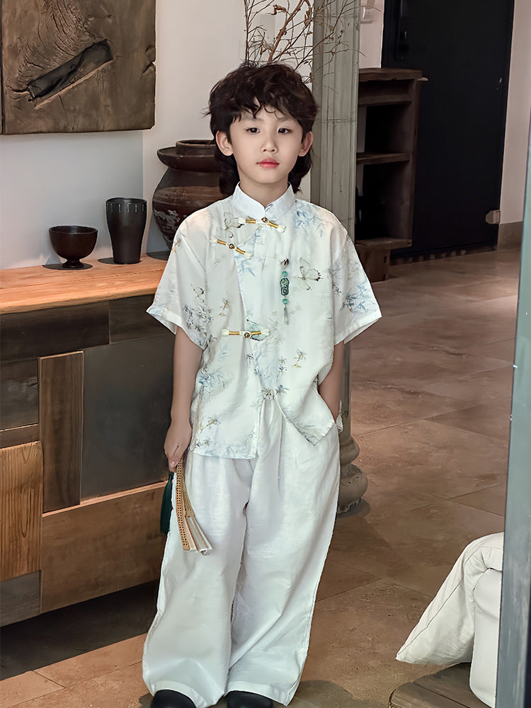 Children's Han Chinese Clothing Summer Short-sleeved Antique Children's Suit