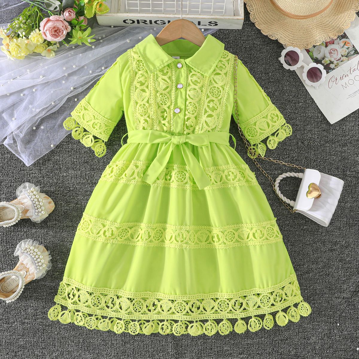 Autumn Lace Sleeve Skirt Fashion Princess Children's Dress