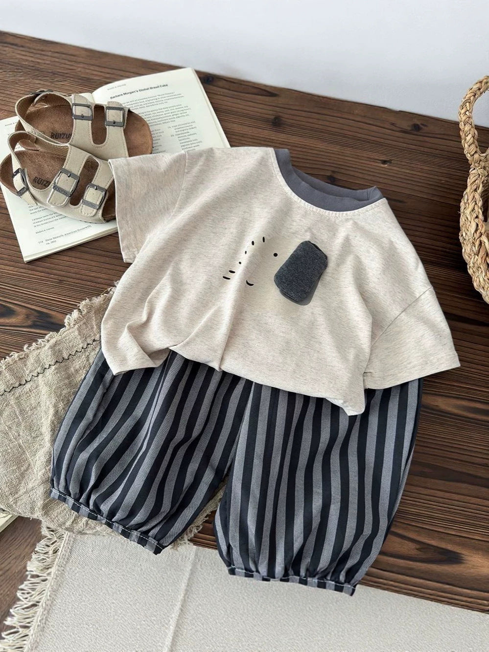 Children's Summer Short Sleeve T-shirt Western Style Children's Suit