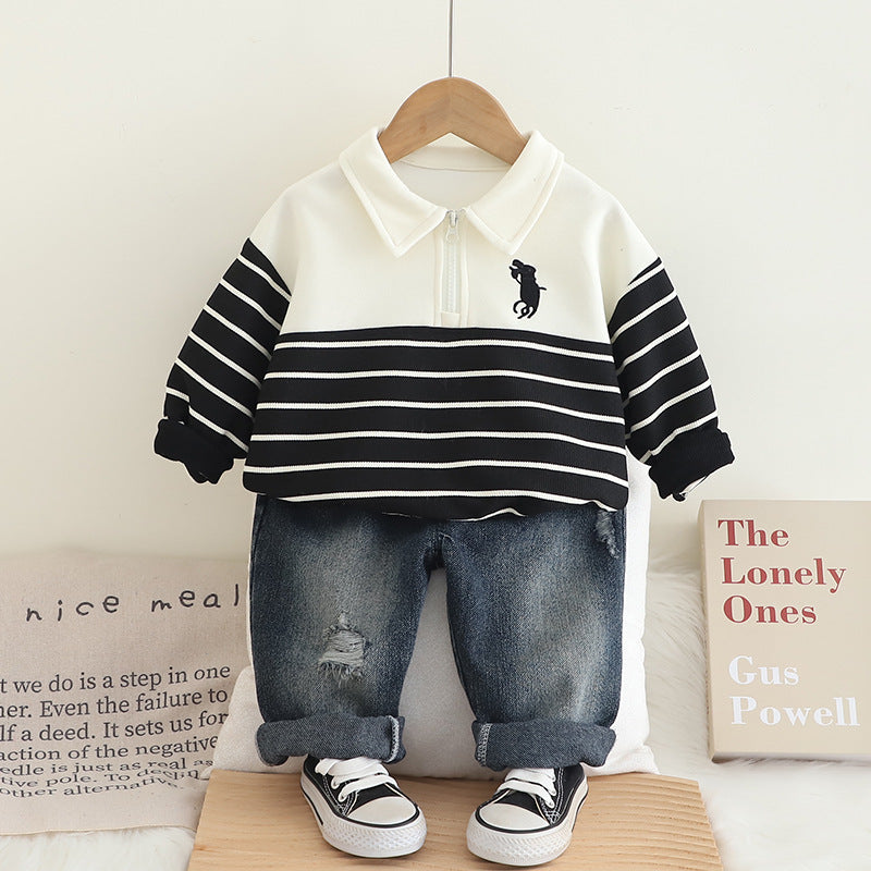 Children's Boys Spring Western Style Two-piece Set Long Sleeve Little Children's Suit