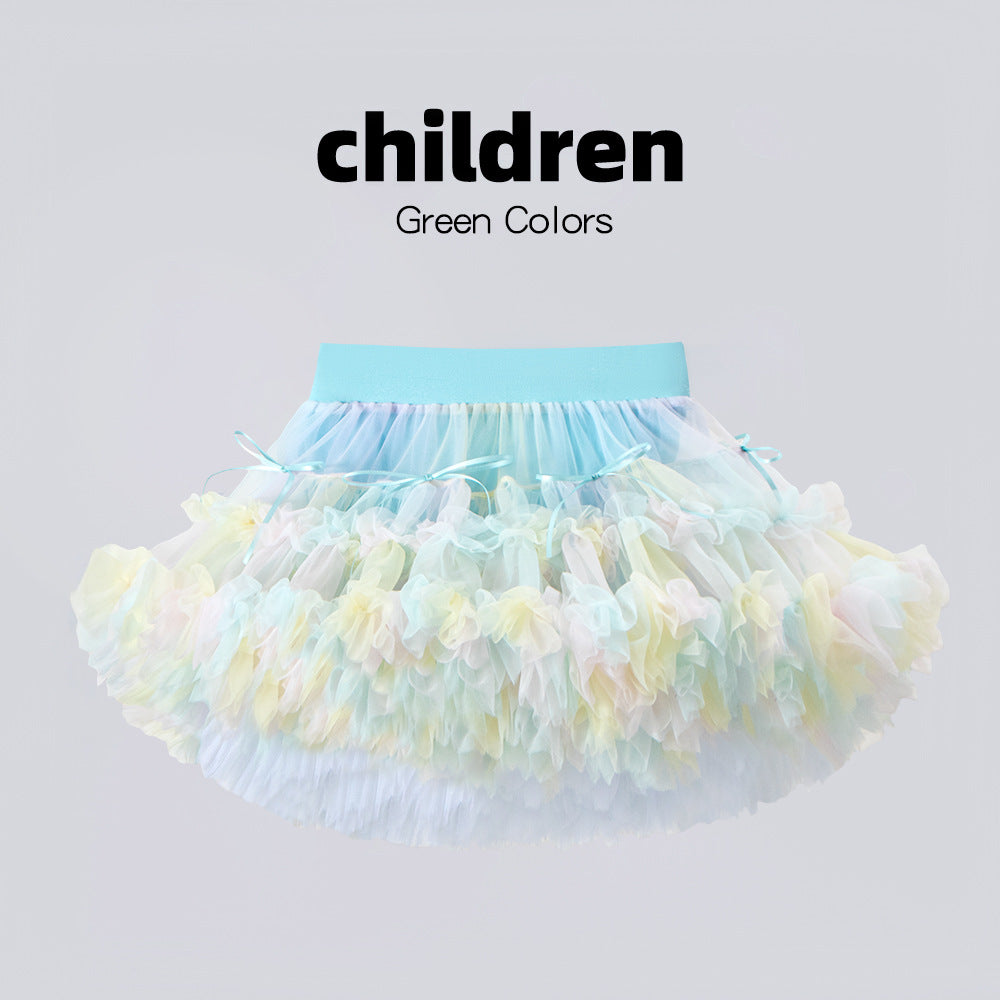 Children's Leaf Bowknot Pettiskirt Miniskirt Years Old Cake Children's Dress