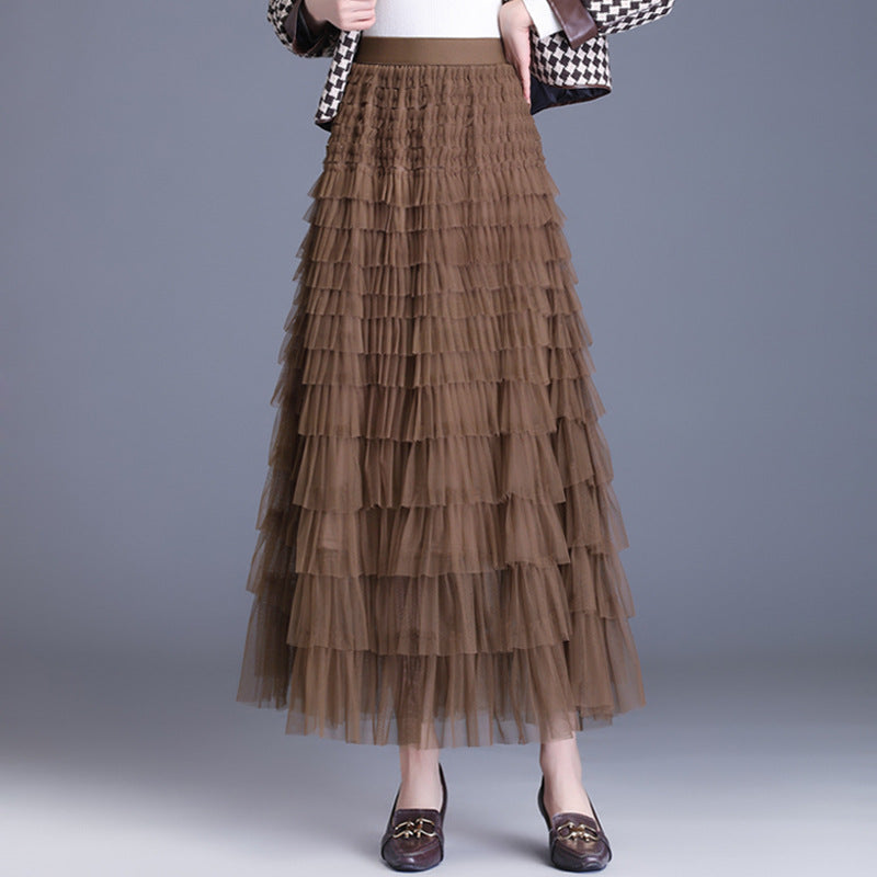 Women's Veil Puffy Net Yarn Cake Fairy Dress Long Skirts