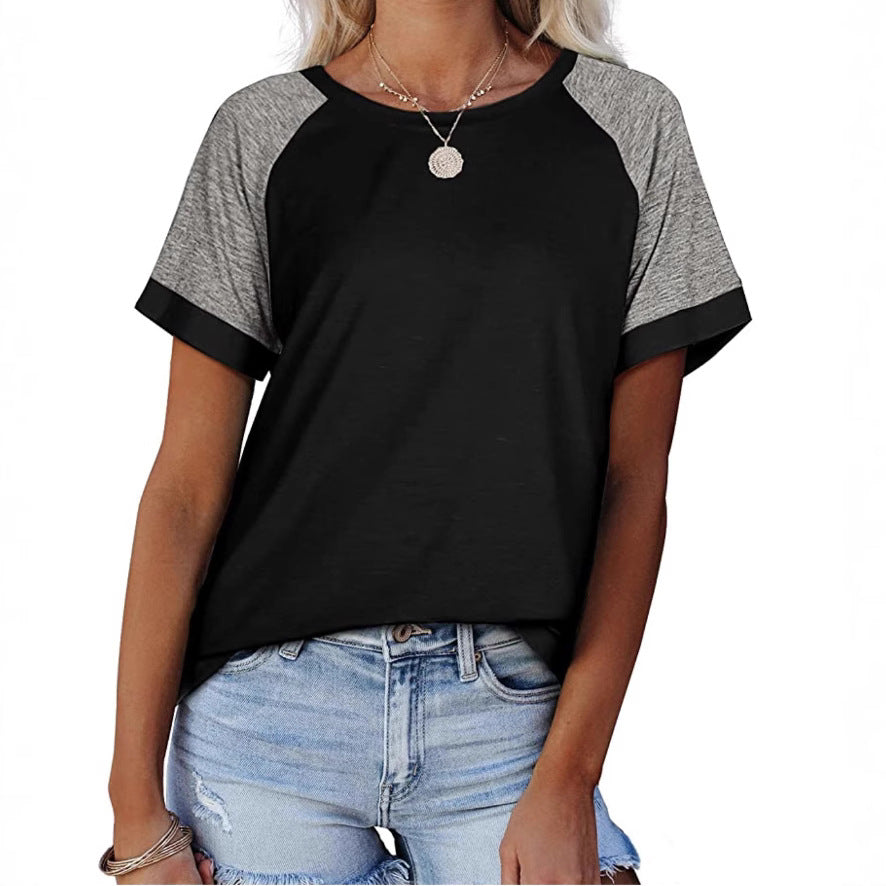 Women's Summer Solid Color Loose Round Neck Women's T-shirt