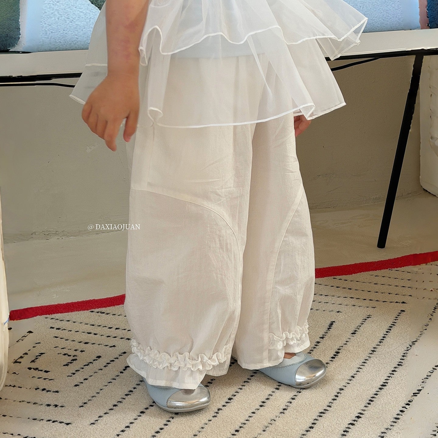 Children's Blue Mermaid Summer Ballet Style Ruffled Puffy Net Skirt Hemline Children's T-shirt