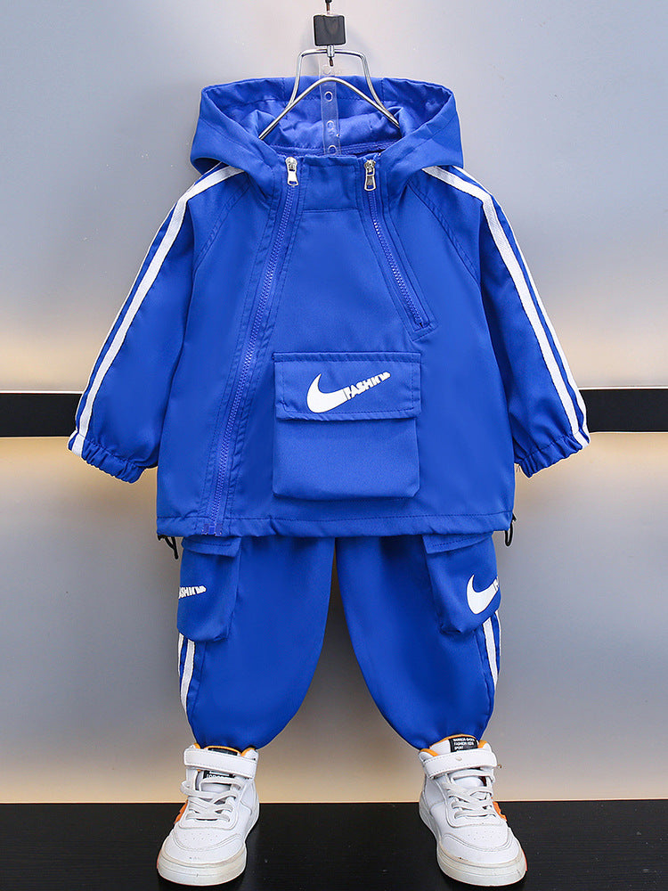 Children's Sportswear Fashionable Double Zipper Two-piece Long Children's Suit