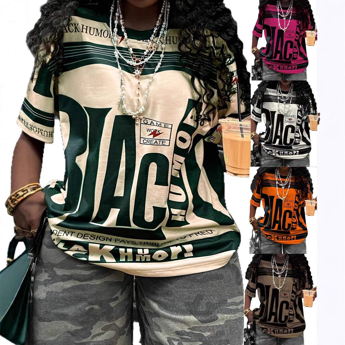 Women's Extra Marked Sports Casual Elegant Style Large Size T-shirt