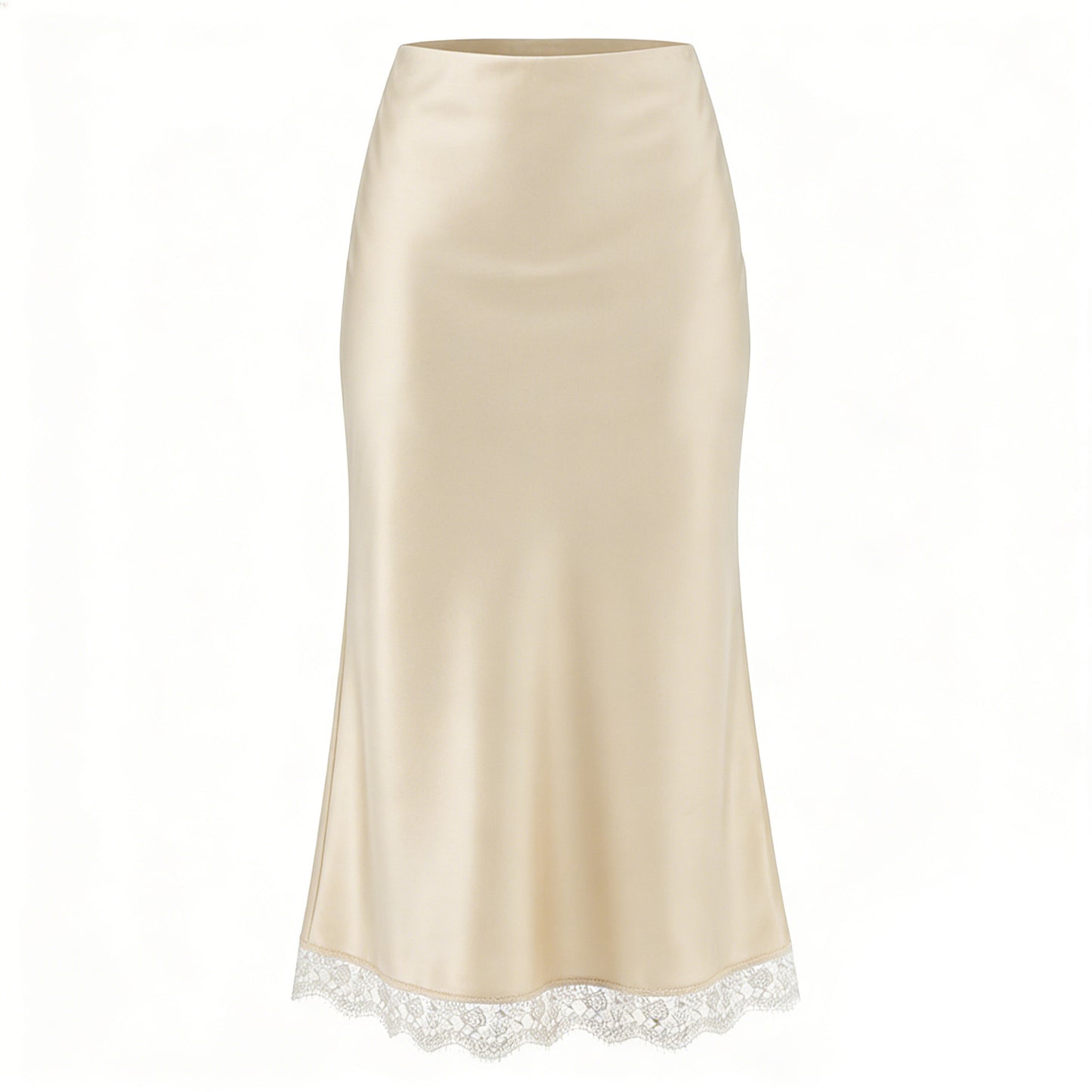 Lace Satin High Waist Elastic A- Skirts